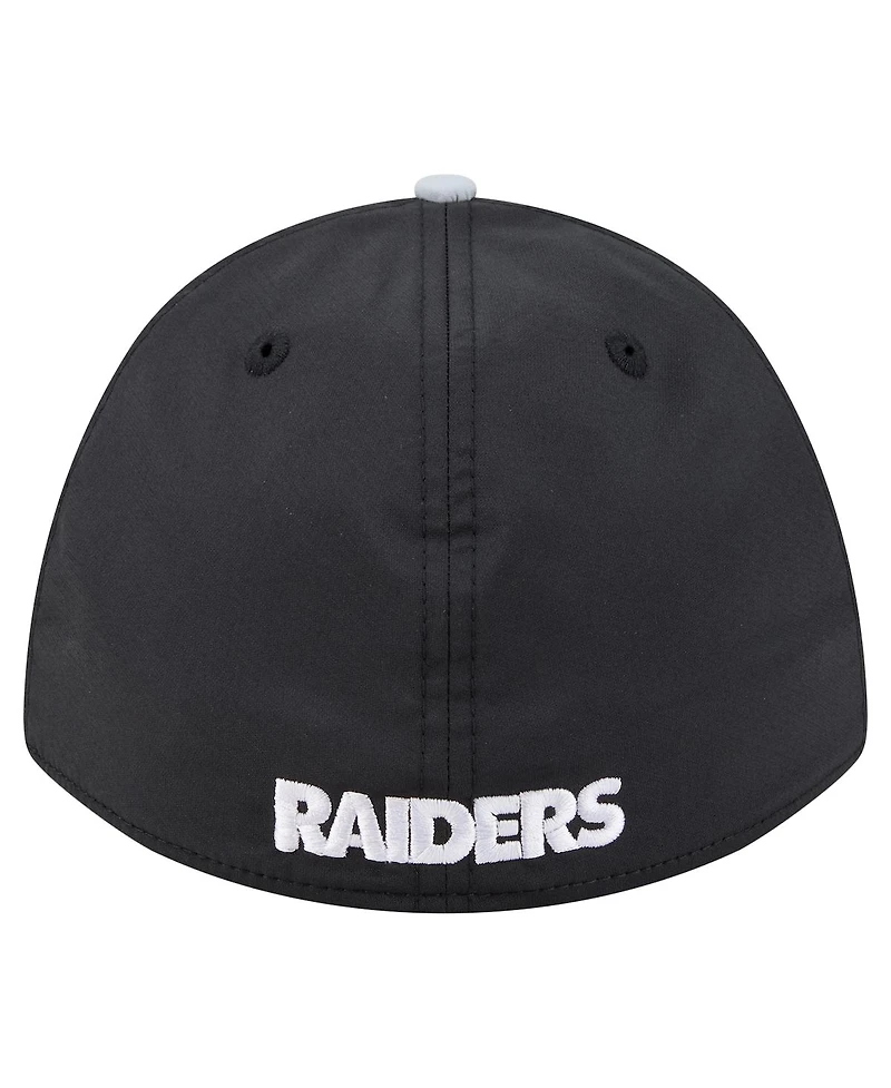 New Era Men's Black/Silver Las Vegas Raiders Rope M-Crown A-Frame 39THIRTY Flex Hat