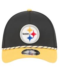 New Era Men's Black/Gold Pittsburgh Steelers Rope M-Crown A-Frame 39THIRTY Flex Hat
