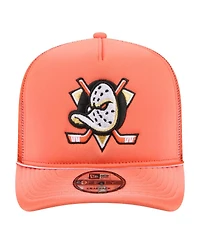 New Era Men's Orange Anaheim Ducks Faded A-Frame 9FIFTY Trucker Snapback Hat