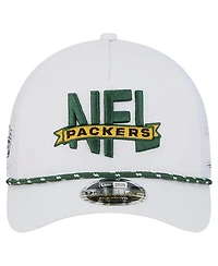 New Era Men's White Green Bay Packers Nfl 9FORTY A-Frame M-Crown Adjustable Trucker Hat