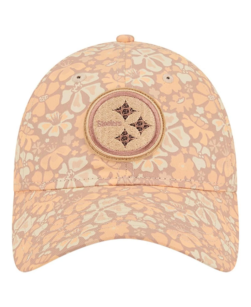 New Era Women's Tan Pittsburgh Steelers Floral 9TWENTY Adjustable Hat