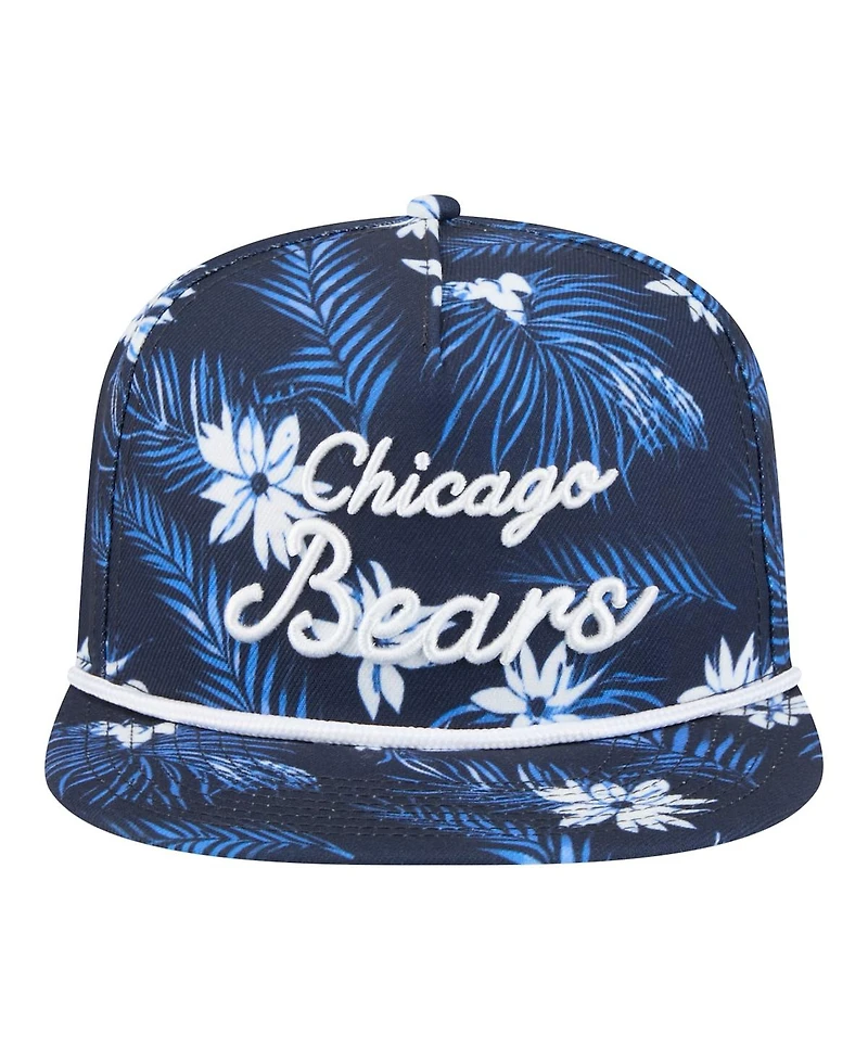 New Era Men's Navy Chicago Bears Palm Print A-Frame 9FIFTY Snapback Hat