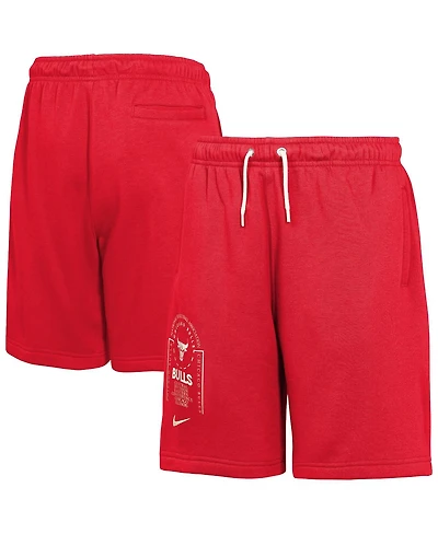 Nike Big Boys and Girls Red Chicago Bulls Courtside Club Fleece Shorts