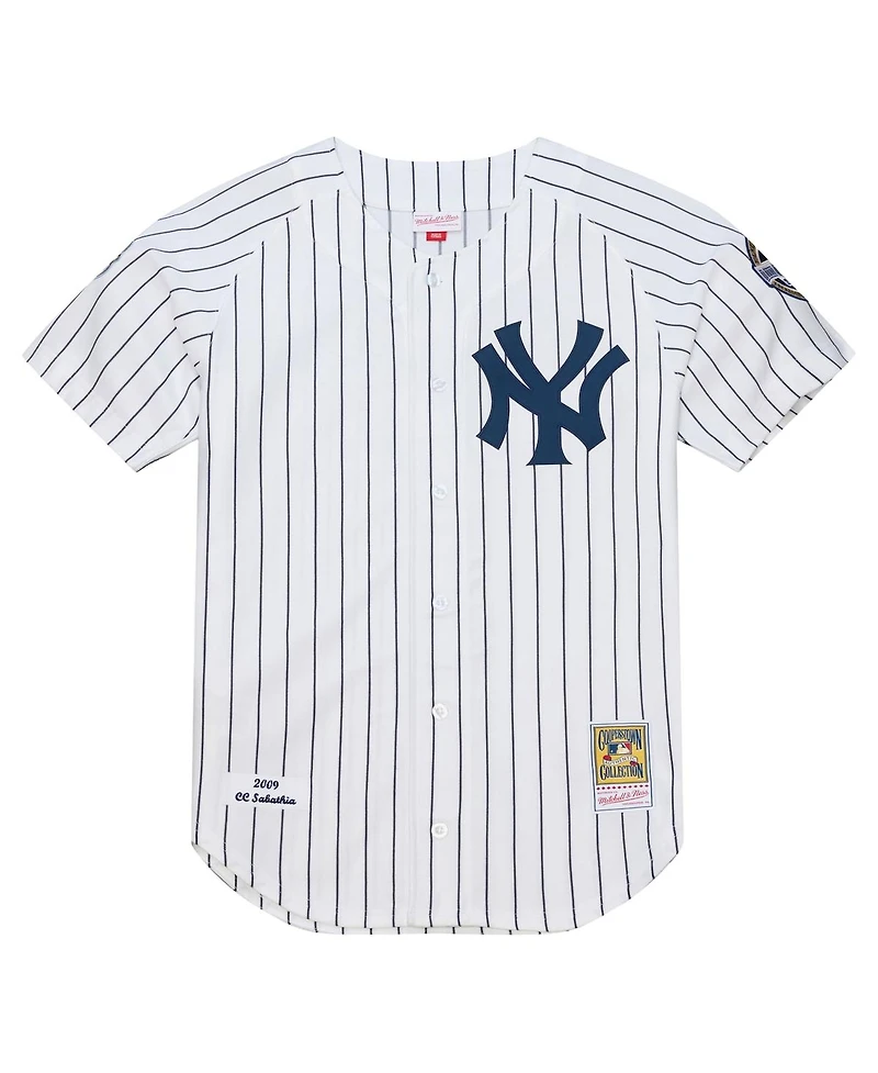 Mitchell & Ness Men's  Cc Sabathia White New York Yankees 2009 Cooperstown Collection Authentic Jersey