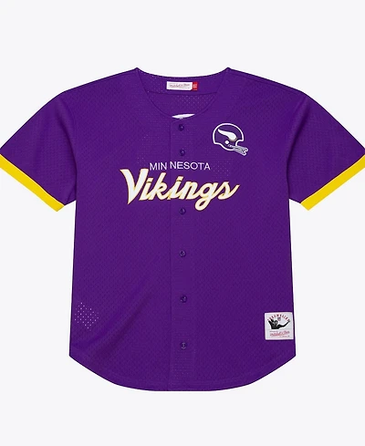 Mitchell & Ness Men's Purple Minnesota Vikings Head Coach Mesh Full-Button Fashion Jersey