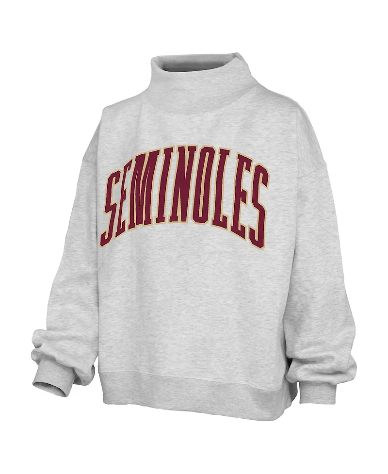 Pressbox Women's Heather Gray Florida State Seminoles Oversized Nelson Mock Neck Sweatshirt