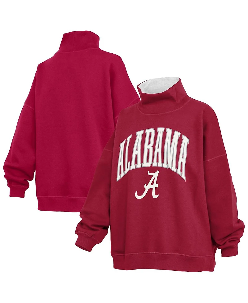 Pressbox Women's Crimson Alabama Tide Oversized Mock Neck Sweatshirt