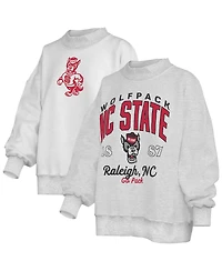 Pressbox Women's Heather Gray Nc State Wolfpack Reversible Sweatshirt