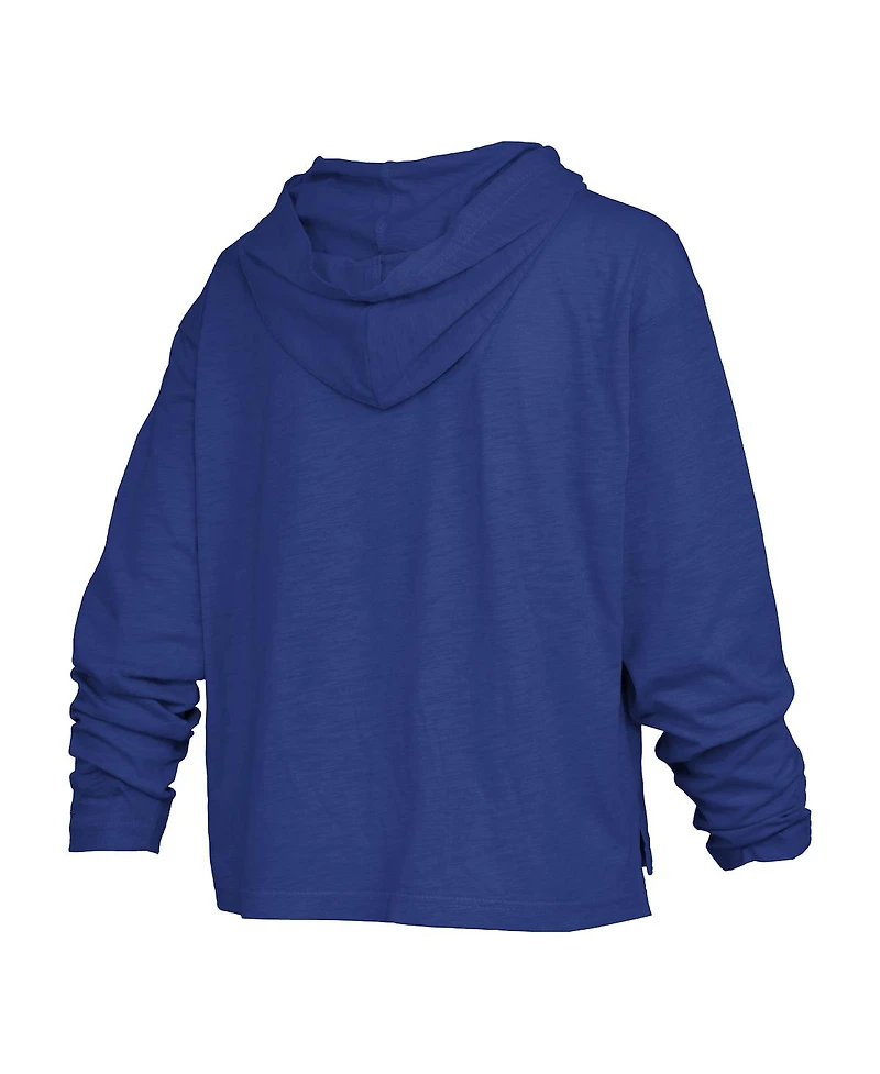 Pressbox Women's Royal Kentucky Wildcats Nelson Arch Over Logo Long Sleeve Hooded Slub T-Shirt