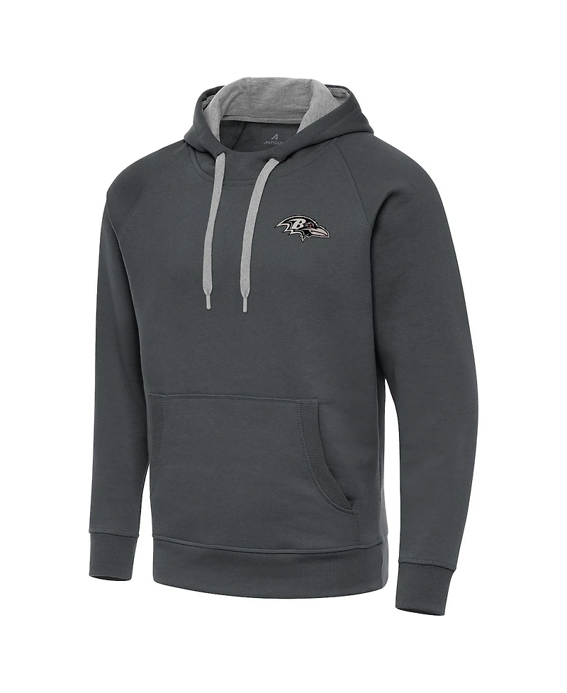 Antigua Men's Charcoal Baltimore Ravens Brushed Carbon Victory Pullover Hoodie