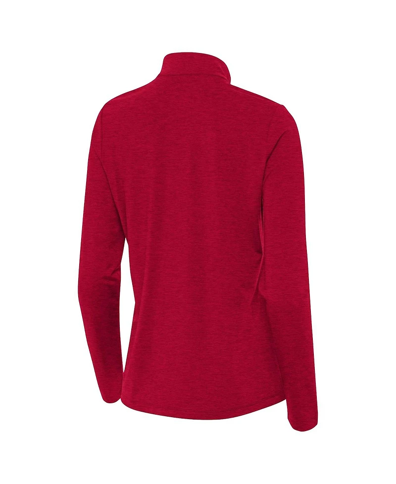 Antigua Women's Heather Crimson Indiana Hoosiers Bright Quarter-Zip Top