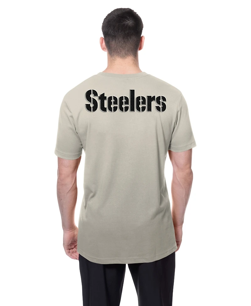 New Era Men's Light Beige Pittsburgh Steelers Multi Patch T-Shirt