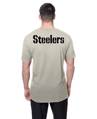 New Era Men's Light Beige Pittsburgh Steelers Multi Patch T-Shirt