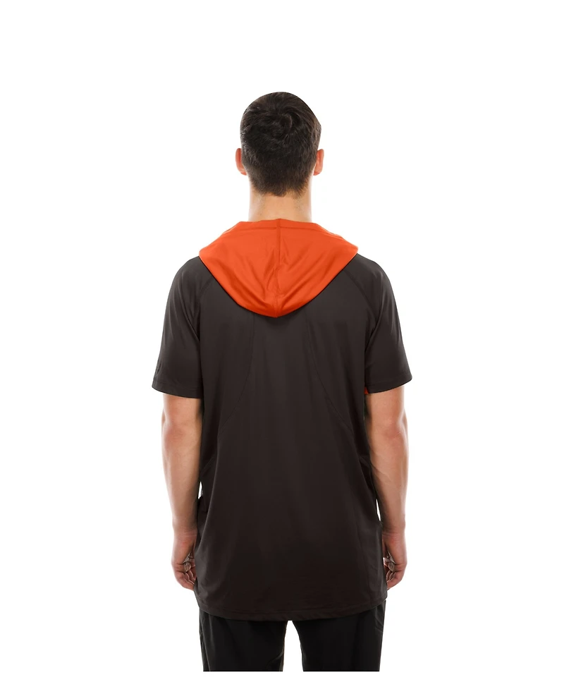 New Era Men's Brown Cleveland Browns Combine Authentic Hooded Raglan Short-Sleeve T-Shirt