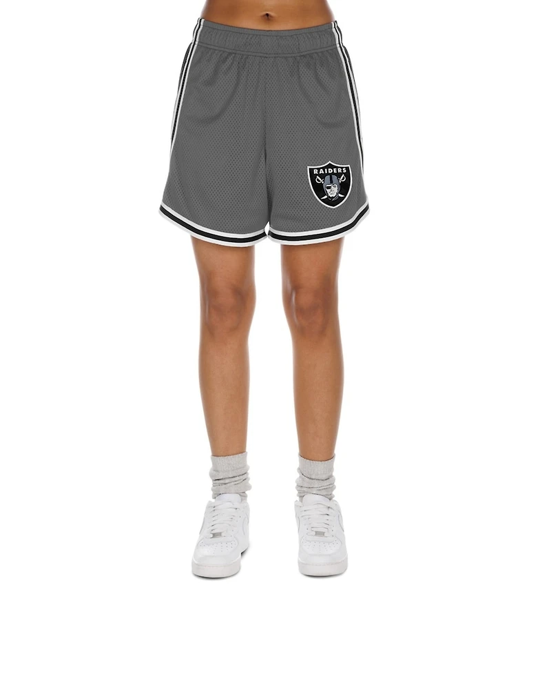 New Era Women's Silver/Black Las Vegas Raiders Sport Classics Mesh Shorts
