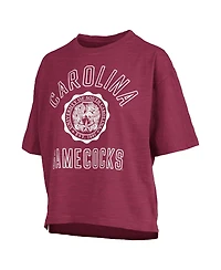 Pressbox Women's Garnet South Carolina Gamecocks Motley Crew Bishop Waist Length Oversized Slub T-Shirt
