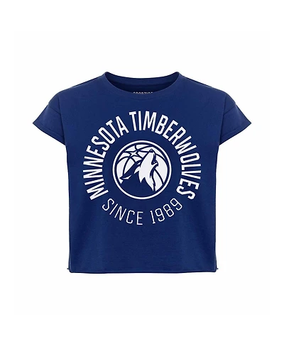 Sportiqe Women's Navy Minnesota Timberwolves Cropped Genuine Issue Collection Alana T-Shirt