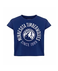 Sportiqe Women's Navy Minnesota Timberwolves Cropped Genuine Issue Collection Alana T-Shirt