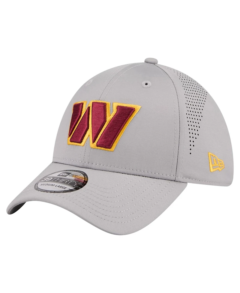 New Era Men's Gray Washington Commanders Perforated 39THIRTY Flex Hat