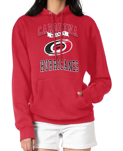 G-iii 4Her by Carl Banks Women's Red Carolina Hurricanes Team Logo Tri-Blend Fleece Pullover Hoodie