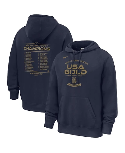 Nike Men's Navy Usa Hockey 2026 Winter Gold Medal Roster Club Fleece Hoodie
