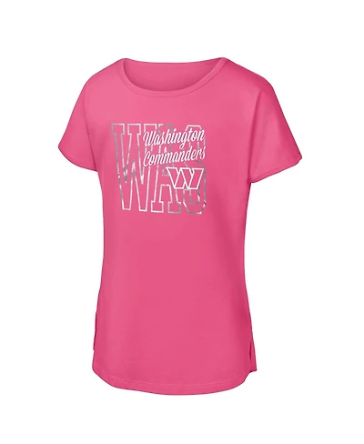 Outerstuff Big Girls Pink Washington Commanders Signal Caller Dolman T-Shirt