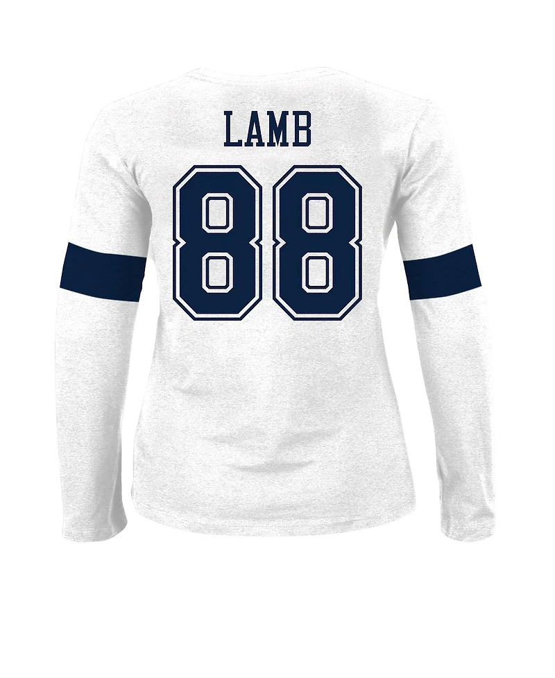 Fanatics Women's CeeDee Lamb Ash Dallas Cowboys Plus Name Number T-Shirt