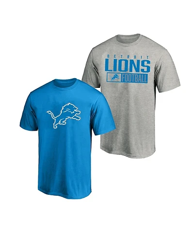 Fanatics Men's 2-Pack Heather Gray/Blue Detroit Lions Big Tall T-Shirt