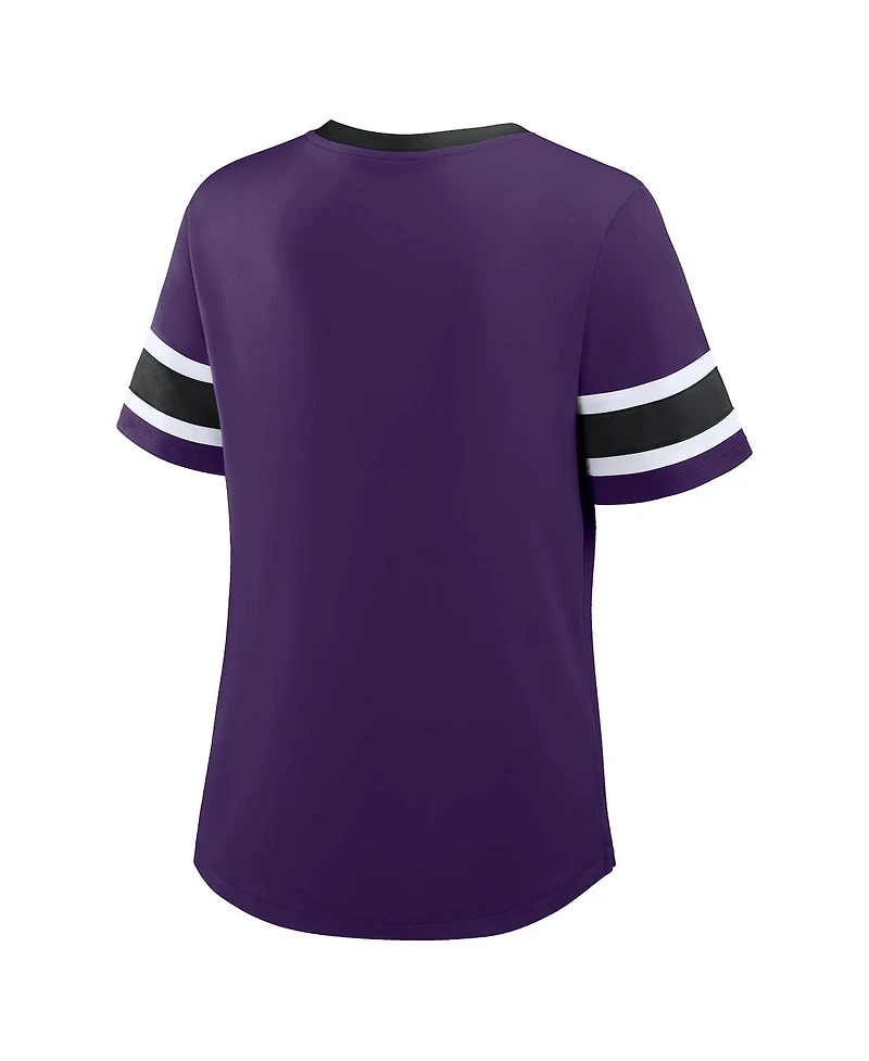 Fanatics Women's Purple Baltimore Ravens Plus Red Zone Athena Lace-Up V-Notch Neck T-Shirt