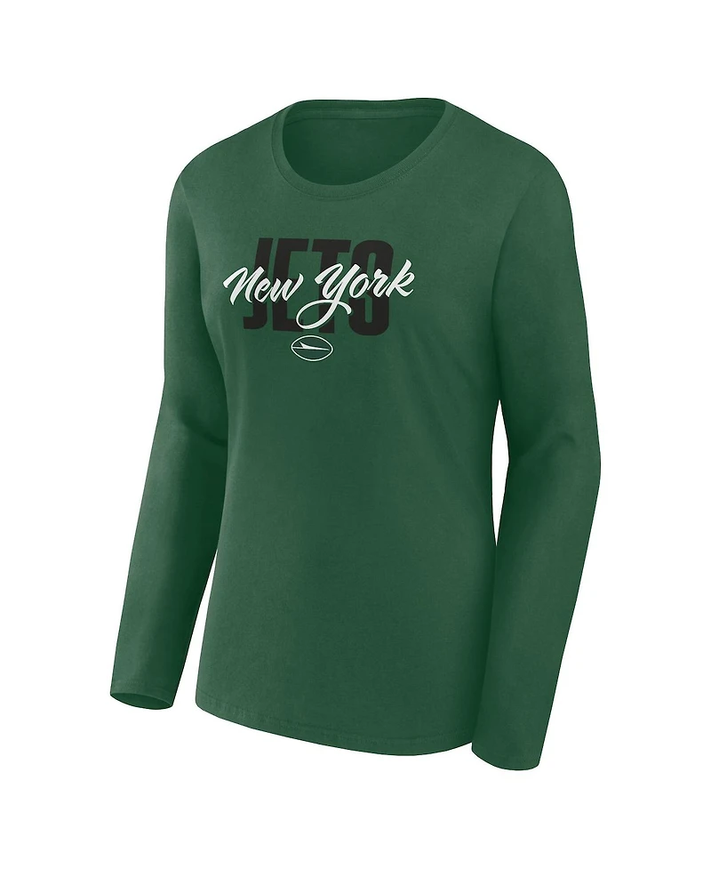 Fanatics Women's Green New York Jets Long Sleeve Scoop Neck T-Shirt