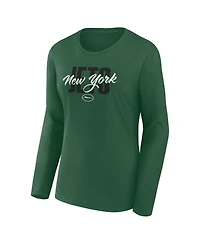Fanatics Women's Green New York Jets Long Sleeve Scoop Neck T-Shirt