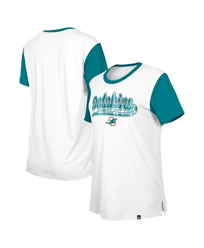 New Era Women's White/Aqua Miami Dolphins 3rd Down T-Shirt