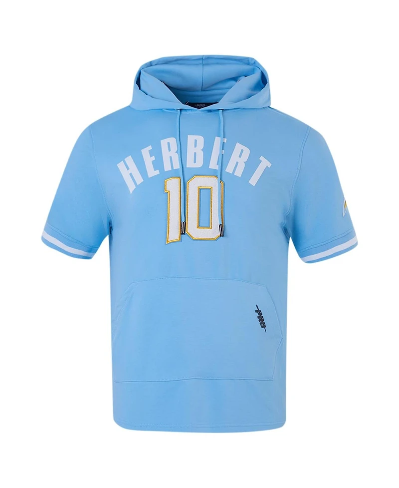 Pro Standard Men's Justin Herbert Powder Blue Los Angeles Chargers Player Name Number Hoodie T-Shirt