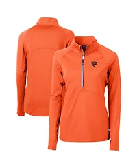 Cutter & Buck Women's Orange Chicago Bears Throwback Logo Adapt Eco Knit Stretch Half-Zip Pullover Top