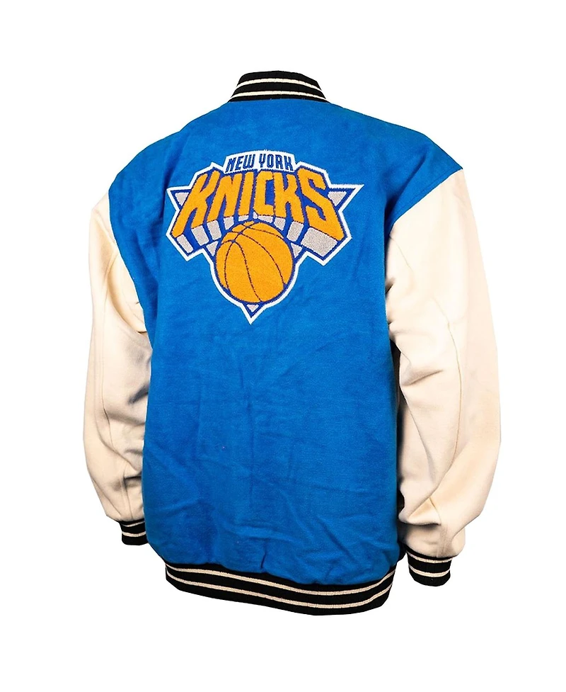 Fisll Men's and Women's Blue/Cream New York Knicks Full-Snap Varsity Jacket