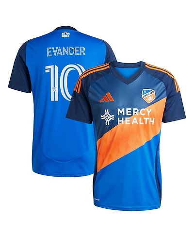 Adidas Men's Evander da Silva Ferreira Blue Fc Cincinnati 2025 Orange and Legacy Kit Replica Jersey