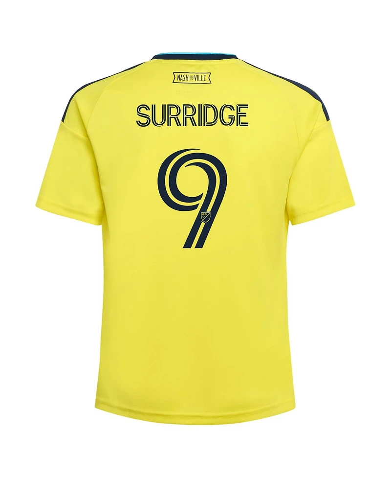Adidas Big Boys and Girls Sam Surridge Yellow Nashville Sc 2026 The Reverb Kit Replica Jersey