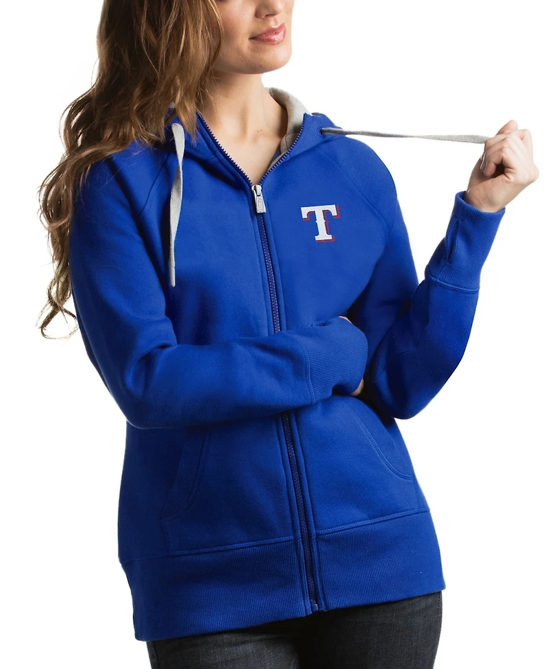 Antigua Women's Royal Texas Rangers Victory Full-Zip Hoodie
