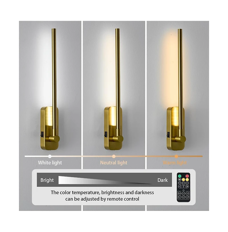 Busdays Led Rechargeable Picture Light Battery-Operated Wall Sconce with Remote Wireless Magnetic Light Fixture for Bedroom 3CCT Dimmable