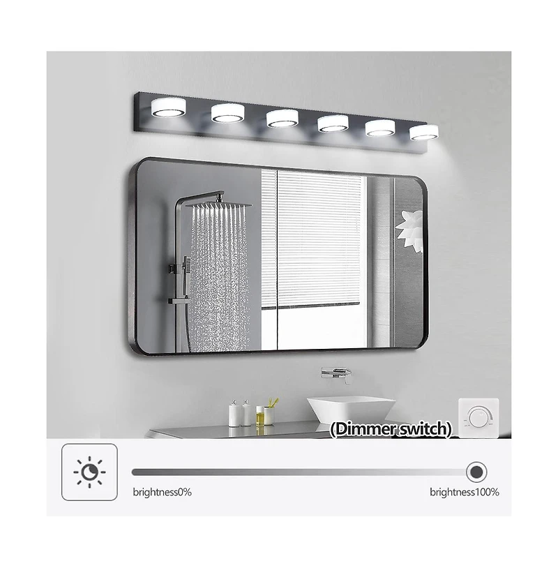 Busdays 45 Inch Modern 6 Light Led Vanity Light Bathroom Wall Light Fixture for Mirror Shower and Bathroom Decor
