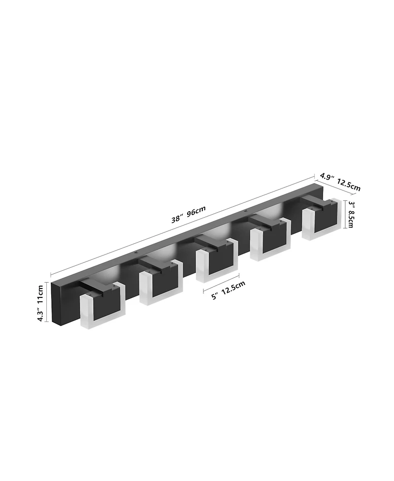 Busdays 5 Light Modern Vanity Light Up and Down Led Bathroom Wall Lighting Fixture Over Mirror 6000K