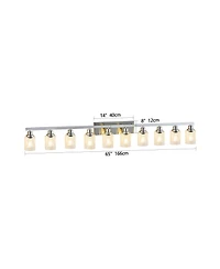 Busdays 10 Light Brushed Nickel Bathroom Vanity Light Fixture with Clear Glass Wall Sconce Over Mirror Large Vanity Lighting