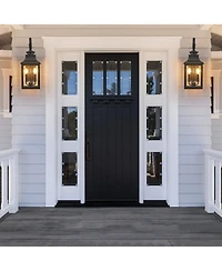 Busdays 2 Pack 23 Inch Outdoor Wall Lantern Light Clear Seeded Glass Metal Sconce for Porch Patio Garden Bulb Not Included