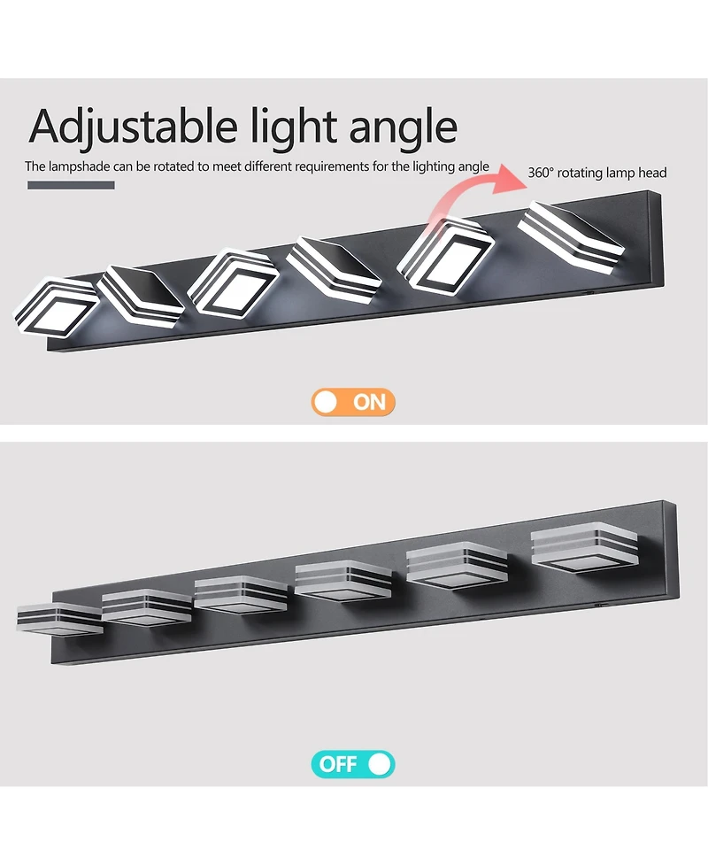 Busdays 40 Inch Modern 6 Light Led Vanity Light Sleek Bathroom Wall Fixture Iron and Acrylic Dimmable for Mirror Lighting