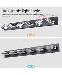Busdays 40 Inch Modern 6 Light Led Vanity Light Sleek Bathroom Wall Fixture Iron and Acrylic Dimmable for Mirror Lighting
