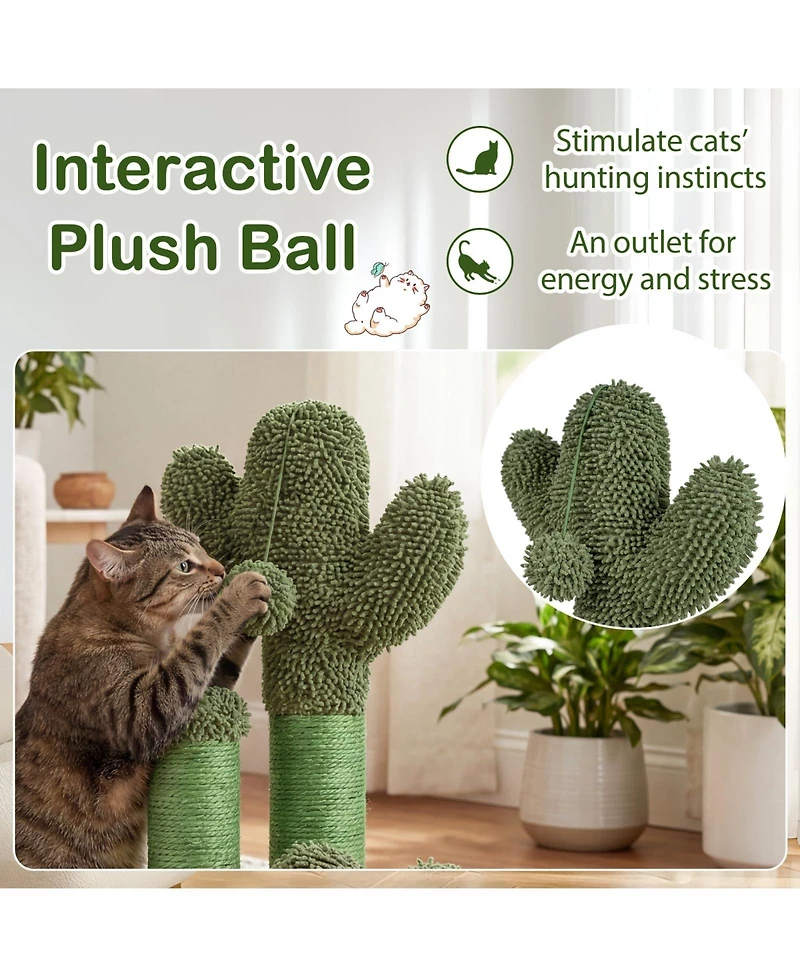 Cozito 22 inch Cactus Cat Scratching Post with Sisal Rope
