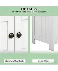 Sillysis 23.5 Inch Farmhouse Under Sink Bathroom Storage Cabinet with Door and Open Shelf, Space Saving Engineered Wood Organizer