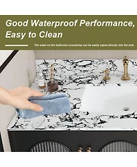 Sillysis 31/37/43/49 Inch Artificial Marble Bathroom Vanity Top with Rectangular Undermount Sink, Overflow, 4 Inch Backsplash, 3 Faucet Holes