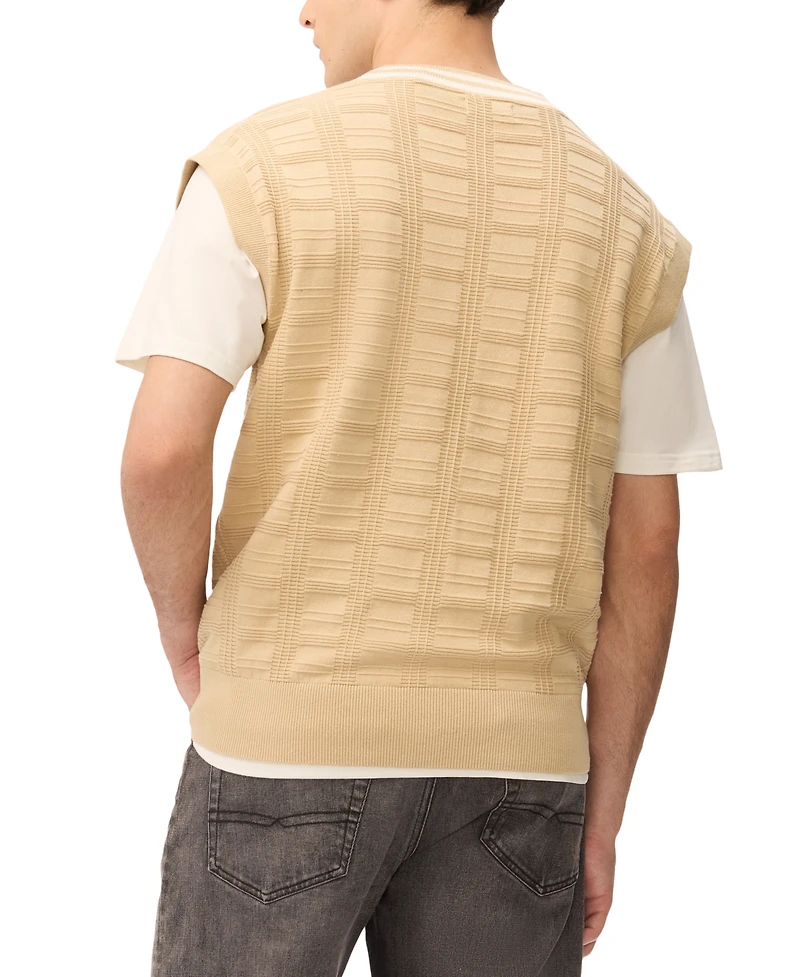 Buffalo David Bitton Men's Subtle Geometric Texture V-Neckline Sweater