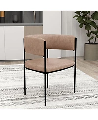LeisureMod Cyril Modern Leather Dining Chair - Upholstered Padded Seat, Open Back, Powder-Coated Iron Frame